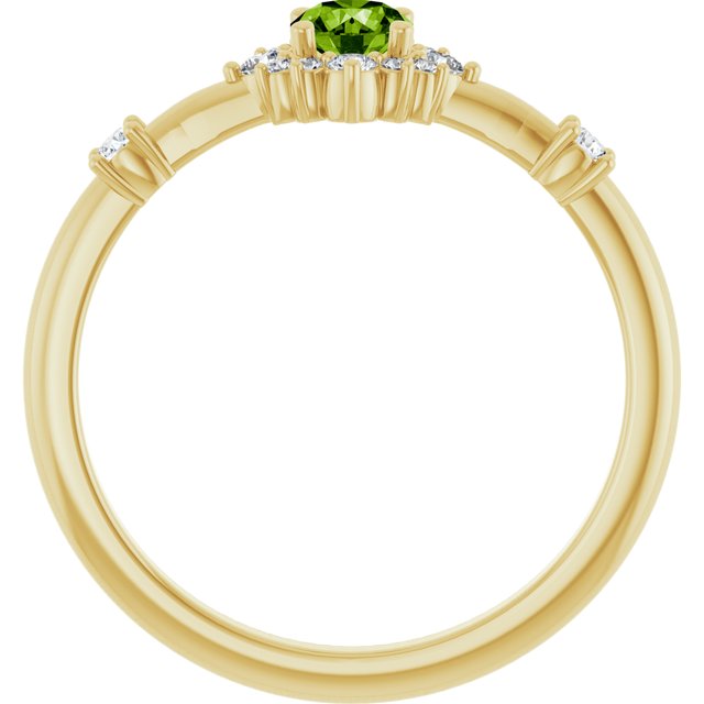 14K Yellow Natural Peridot & 1/6 CTW Natural Diamond Halo-Style Ring 
